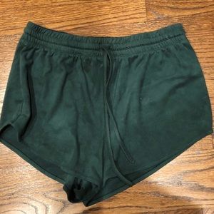 Loose Green Velvety Feel F21 Shorts